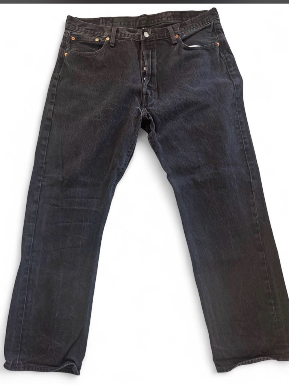 Levi’s 501 Black Jeans W40 L32 Button Fly Straight Leg Faded Denim